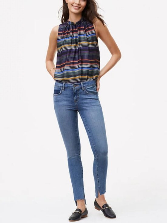 LOFT Tops - LOFT Festival Striped Multi-Color Tie Back High Neck Sleeveless Top Blouse - SP
